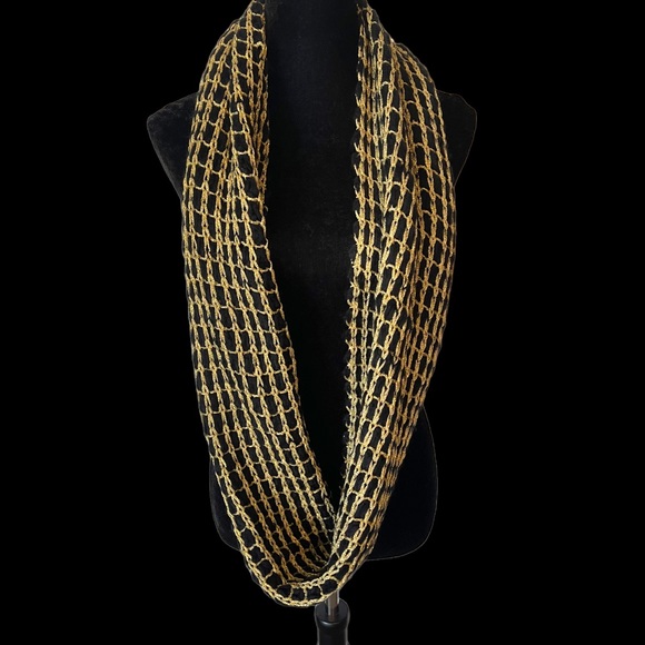 Metallic Gold & Black Infinity Scarf - Picture 6 of 7